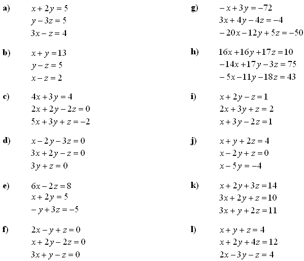 System of equations solved by matrices - Exercise 1